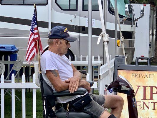 A Vietnam Vet listening to a song about Veterans by Johnny Debt