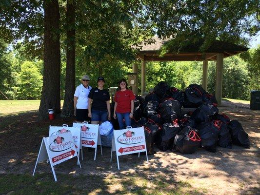 Those trash bags are FULL of birdhouses to be painted!