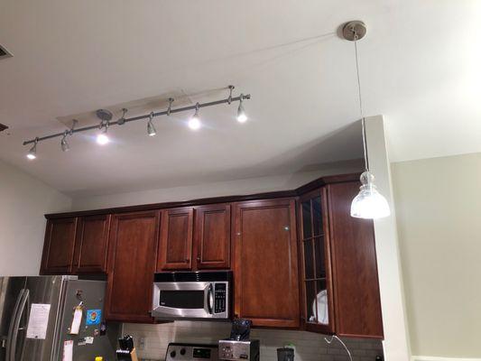 Two of the three light fixtures that were installed very professionally.