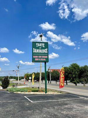 Restaurant sign at road