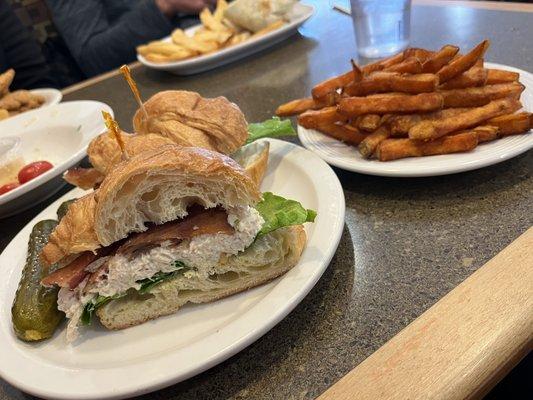 Chicken salad club on croissant