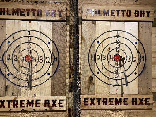 Painted Wood Targets (Bullseye is 6 Points, The 4 Small Blue Circles are 8 Points)