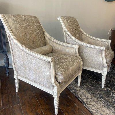 Re-upholstery and frame refinishing by Renew Home Furnishings.