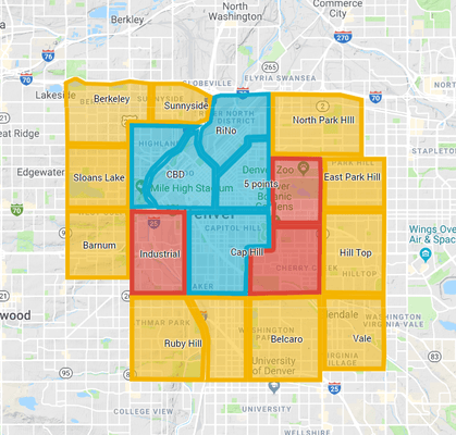 Our deliverable area for on demand courier work.