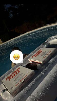 Pool party pizza time