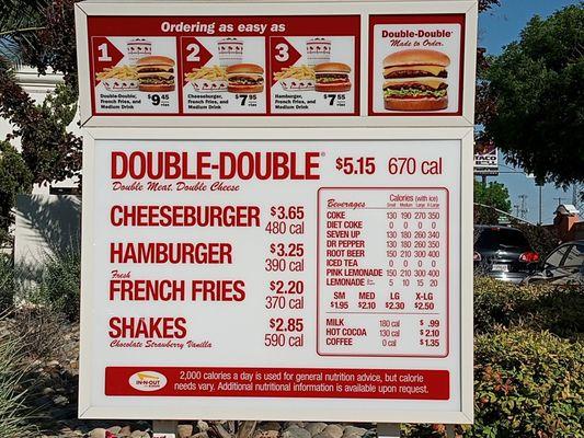 In-N-Out's drive thru menu