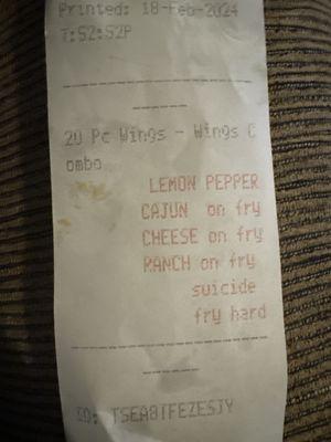 The receipt was correct the food was just nasty.