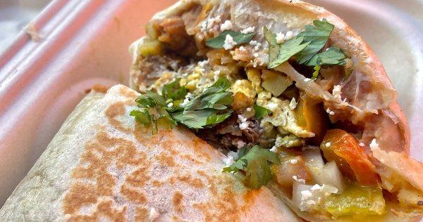 Carne asada breakfast burrito