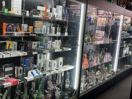 Nicotine vape devices and water pipes.