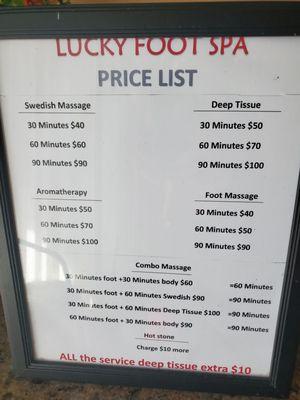 Menu/pricing