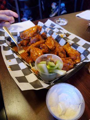 Dozen hot wings!