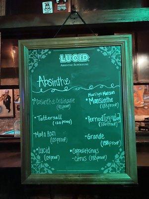 Absinthe menu