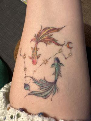 Pisces constellation with fish by Sienna B