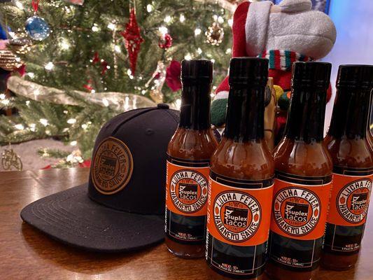 Lucha fever hot sauce, Suplex hat.