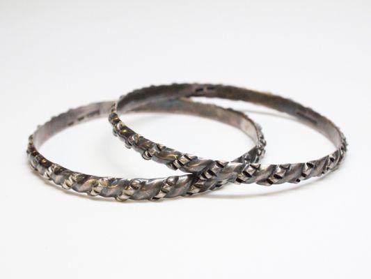 A matching pair of vintage Mexican silver bangles - very heavy and well crafted!