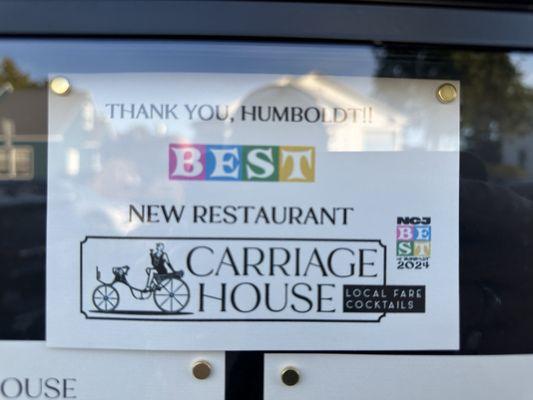 Carriage House Menu