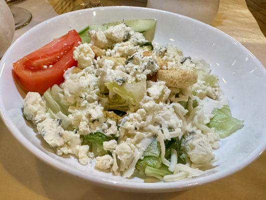 Dinner Salad with blue cheese dressing