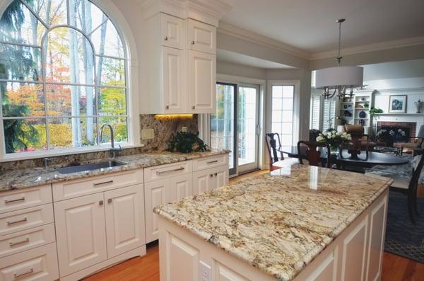 Photo of a kitchen we shot last week. The full-height backsplash looks beautiful!