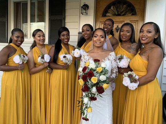 A Bride and her court for a backyard wedding in Sacramento.