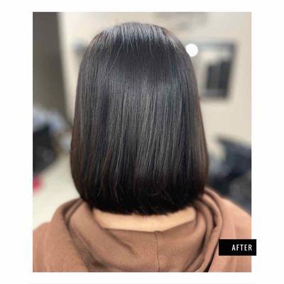 Before & After dark brown & Cut by Maricela (4 Photos)