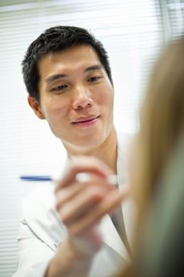 Dr. Hsu marking a patient for a treatment