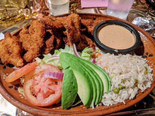 Fried butterfly shrimp plate