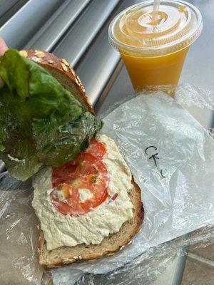 Chicken Salad Sandwich and Fresh Orange Juice