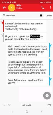 Klia Ververidis telling me she'll give me my copy of my life estate  of my house that I purchased from her for  $290,000 in Rochester NH