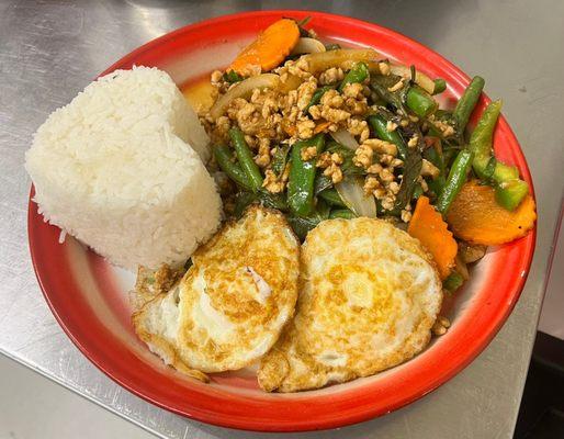 Pad Kra Prow with ground  Pork