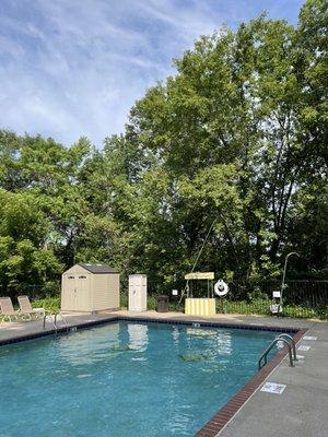 A view over our largest heated pool toward the lemonade stand