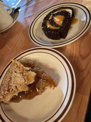 Apple pie and chocolate cake