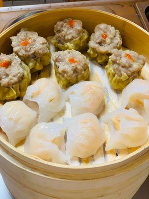 Sui mai. And  shrimp dumplings