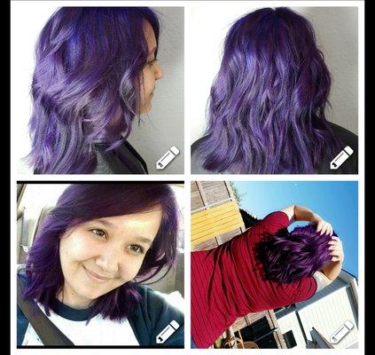 Sarah bleached my hair and then died it purple it was so worth the money I love my hair so much