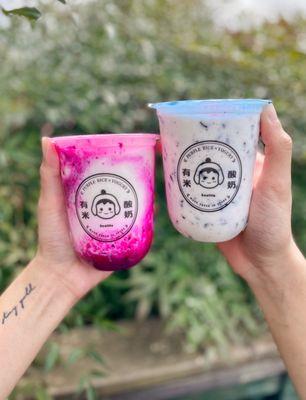 Dragonfruit yogurt & Yomies Purple Rice Yogurt (IG: hangryforwhat)