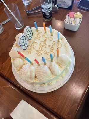 10" Cannoli cake with white chocolate shells