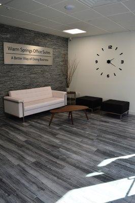 Our spacious lobby waiting area for your guests.   WIFI included.