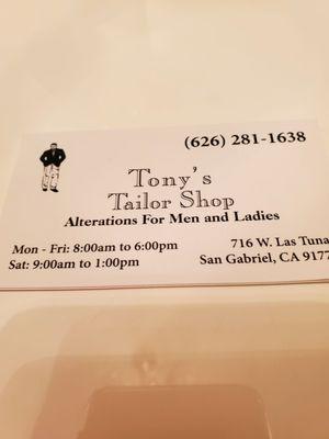 Tony's Tailor Shop