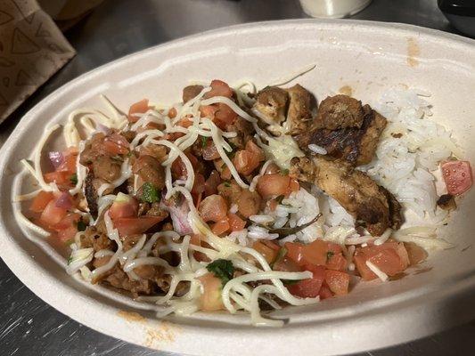 Most pathetic burrito bowl. This is untouched how it was made.