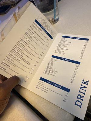 Drink menu