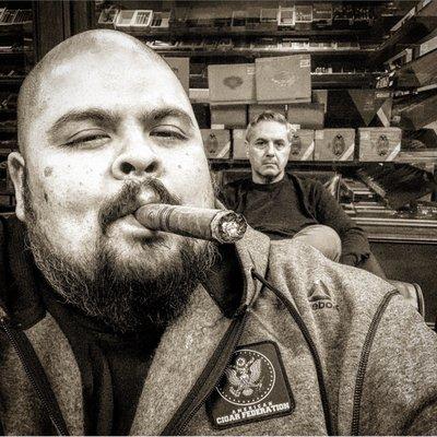 @MikeGthatsnice smoking with the one and only "CIGAR FATHER"