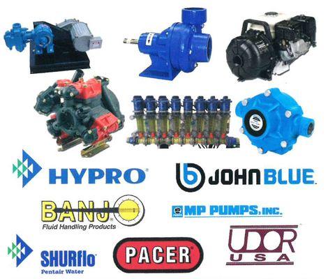 Pumps by Banjo, Hypro, John Blue, MP Pumps, Pacer, Shurflo, Udor