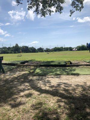 Shaded tee boxes! A few of the artificial tee boxes are shaded makes for a cooler day than most at the range.