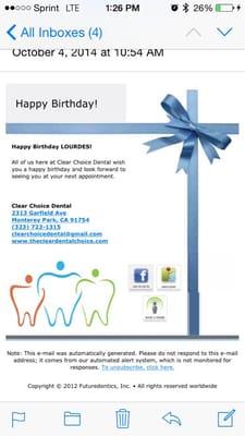 They send you happy birthday emails!