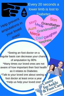 If you are diabetic and live in Central Florida come see Dr. McGowan or Dr. Henne for an evaluation of your feet to keep them healthy!!!