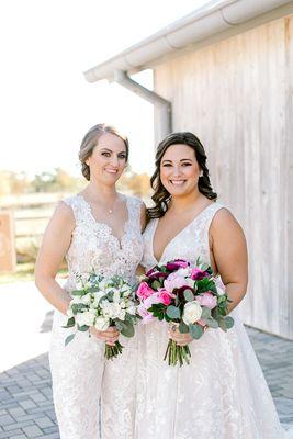 The lovely brides with their bouquets