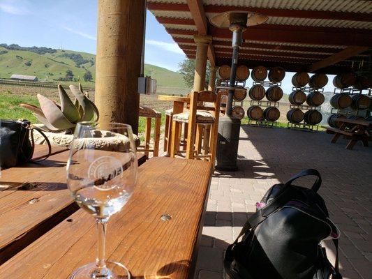 The serving areas looking into the vineyards