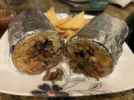 Regular carne asada burrito