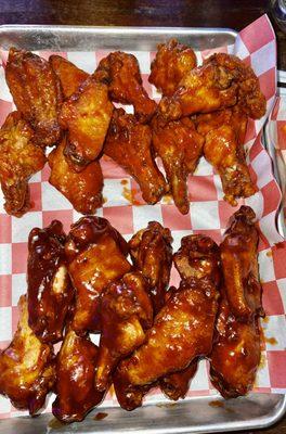 Buffalo wings and bbq wings