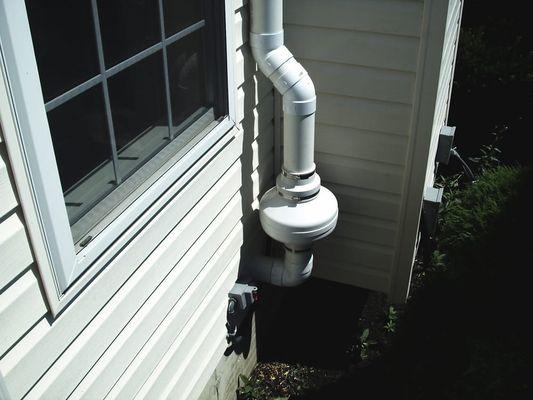 Radon system with a Radon Away fan installed