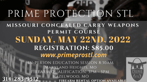 Looking for an affordable Missouri Concealed Carry Weapons Permit Course? Visit www.primeprostl.com to attend one of our upcoming classes.